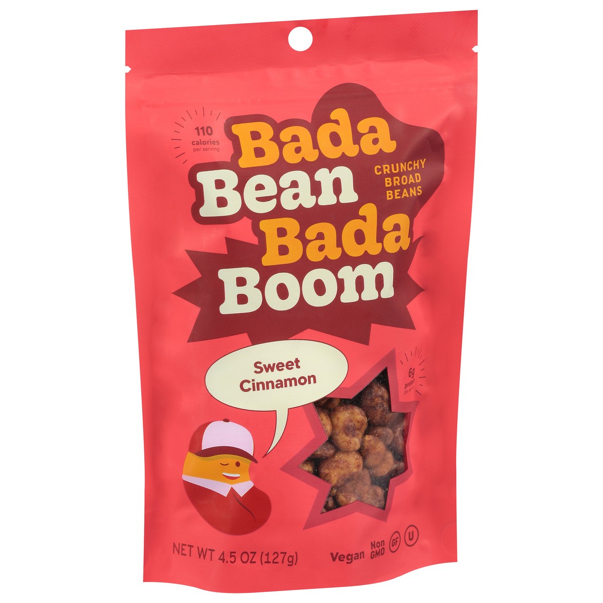 slide 2 of 9, Enlightened Bada Bean Bada Boom Crunchy Sweet Cinnamon Broad Beans 4.5 oz, 4.5 oz