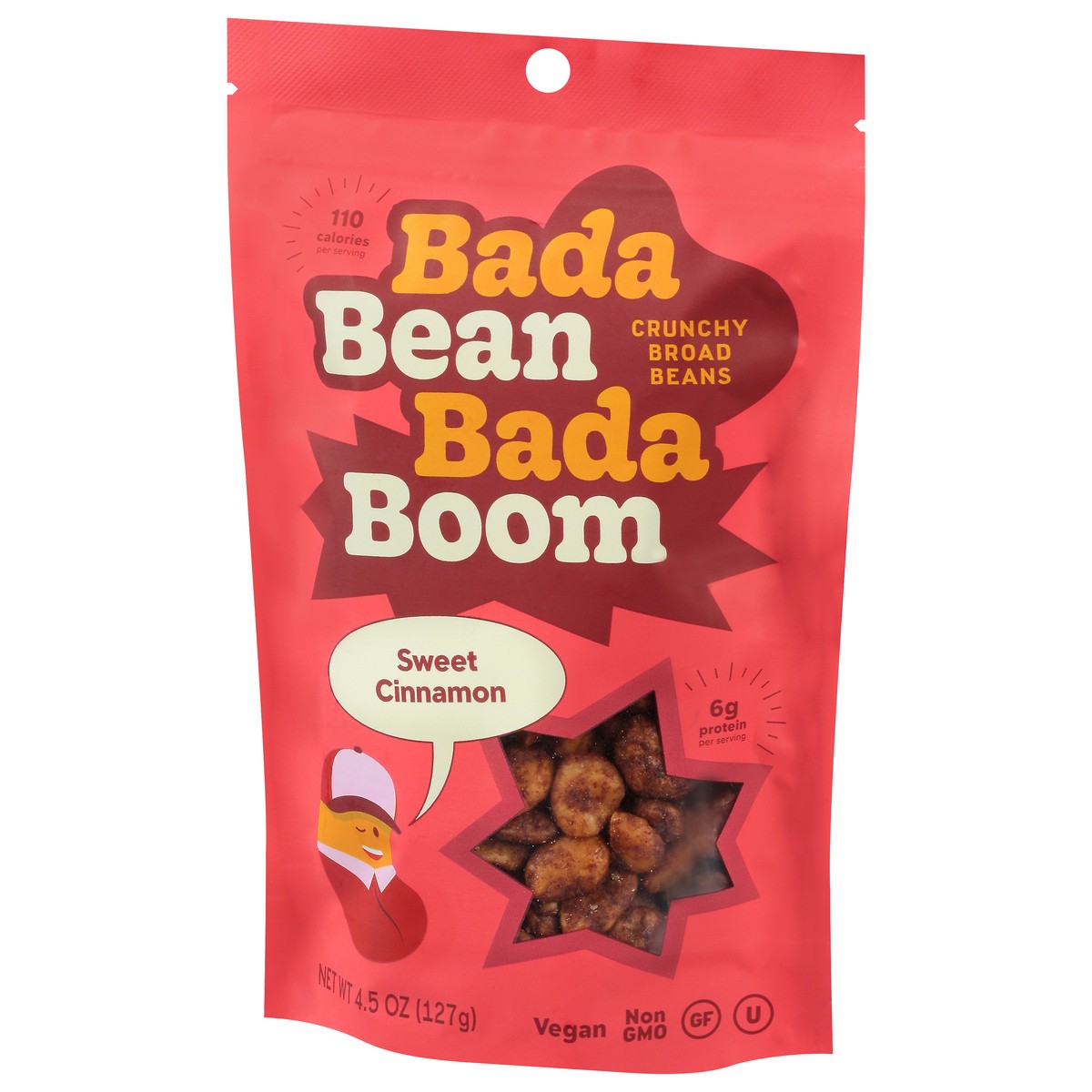 slide 3 of 9, Enlightened Bada Bean Bada Boom Crunchy Sweet Cinnamon Broad Beans 4.5 oz, 4.5 oz