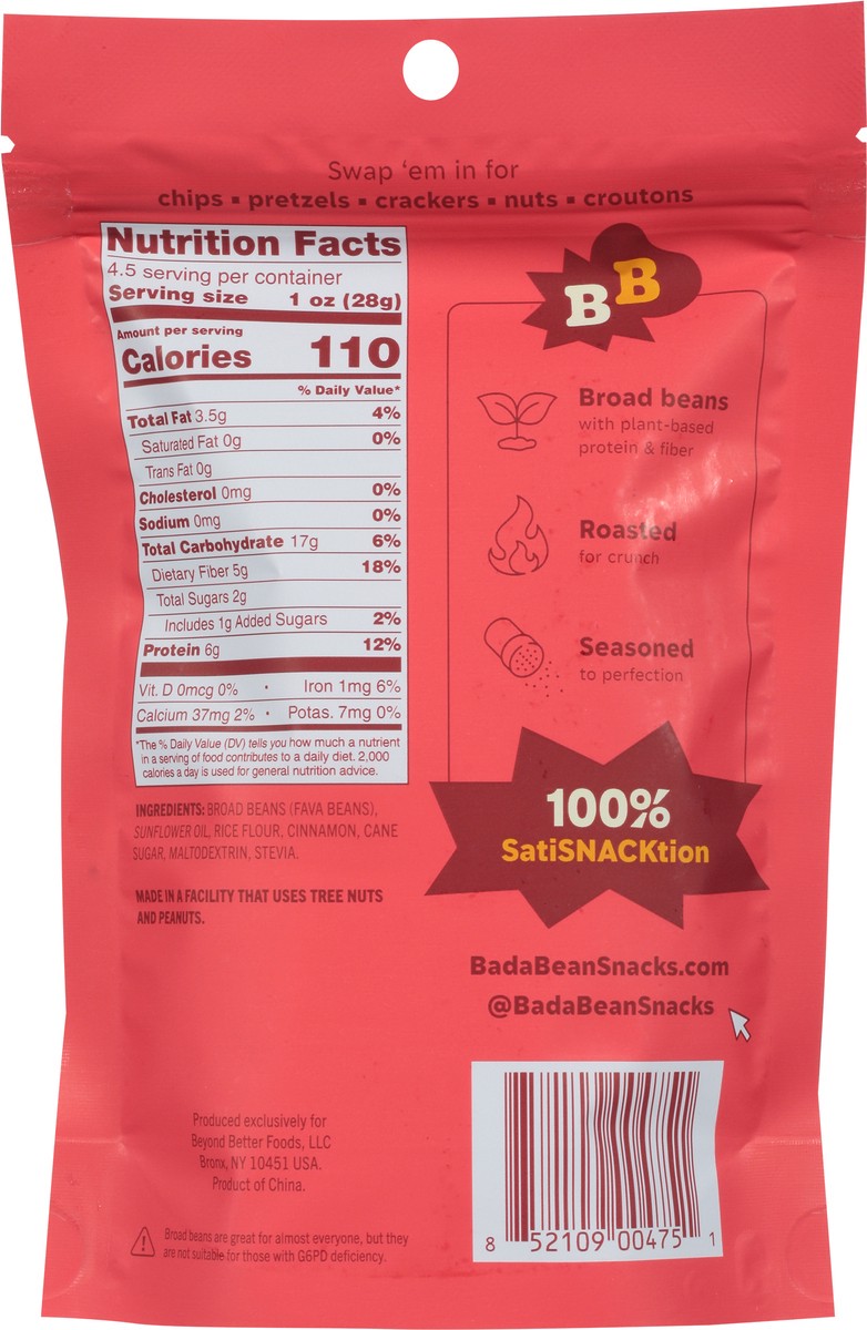 slide 5 of 9, Enlightened Bada Bean Bada Boom Crunchy Sweet Cinnamon Broad Beans 4.5 oz, 4.5 oz