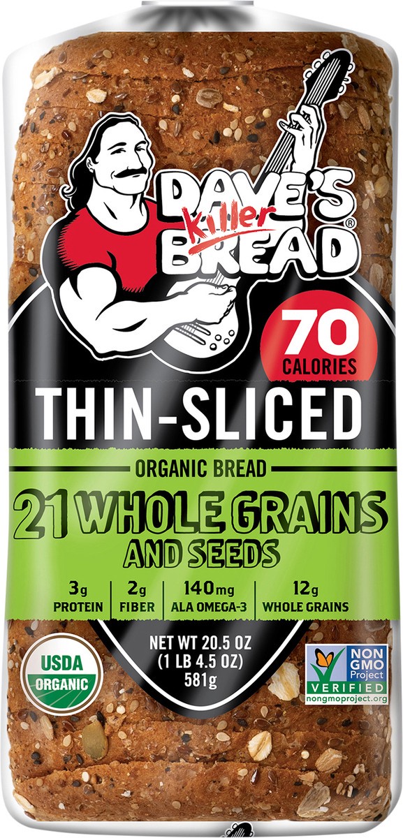 slide 9 of 9, Dave's Killer Bread Bread, Organic, Thin-Sliced, 20.5 Ounce, 20.5 oz