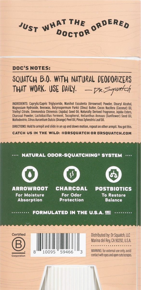 slide 11 of 12, Dr. Squatch Odor Squatching Aluminum Free Men's Natural Pine Tar Deodorant 2.65 oz, 2.65 oz
