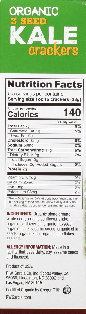 slide 7 of 12, RW Garcia Kale Seed Crackers Og, 5.5 oz