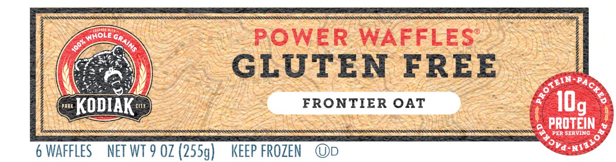 slide 8 of 8, Kodiak Cakes Power Waffles, Gluten Free Frontier Oat, 9 oz/6ct, 9 oz