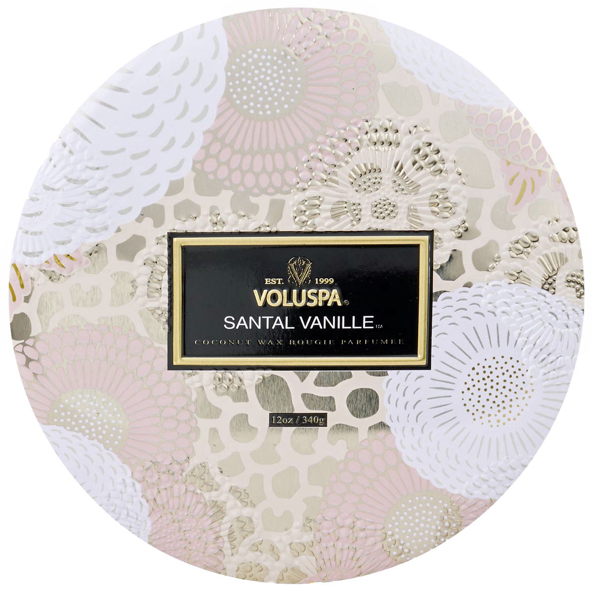 slide 1 of 1, Voluspa Santal Vanille 3 Wick Tin Candle, 12 oz
