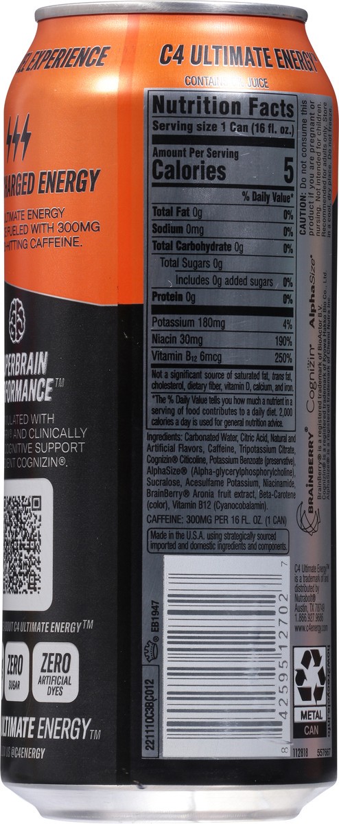slide 7 of 14, C4 Sport Ultimate Energy Zero Sugar Performance Orange Cream Energy Drink 16 fl oz, 16 fl oz