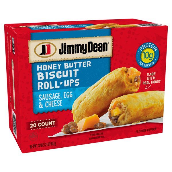 Jimmy Dean Honey Butter Biscuit, Sausage, Egg & Cheese, RollUps 20Ct