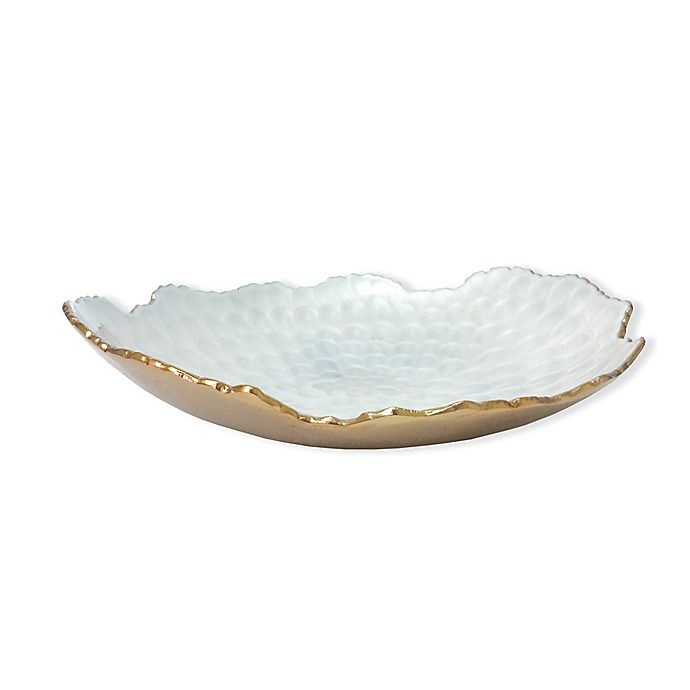 slide 2 of 2, Simply Designz Bodoni Serving Platter - Ivory Pearl with Gold Edge, 16 in