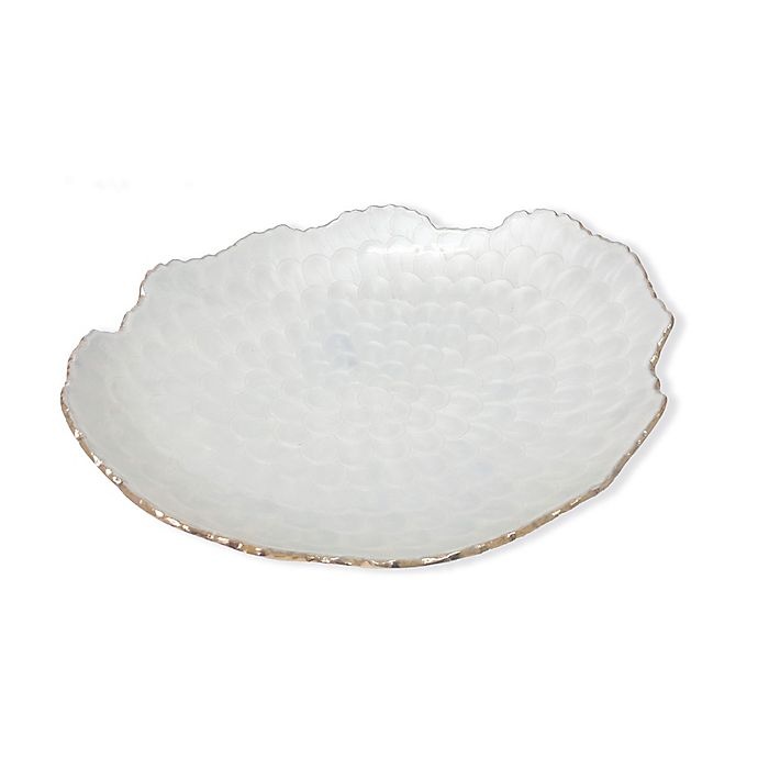 slide 1 of 2, Simply Designz Bodoni Serving Platter - Ivory Pearl with Gold Edge, 16 in