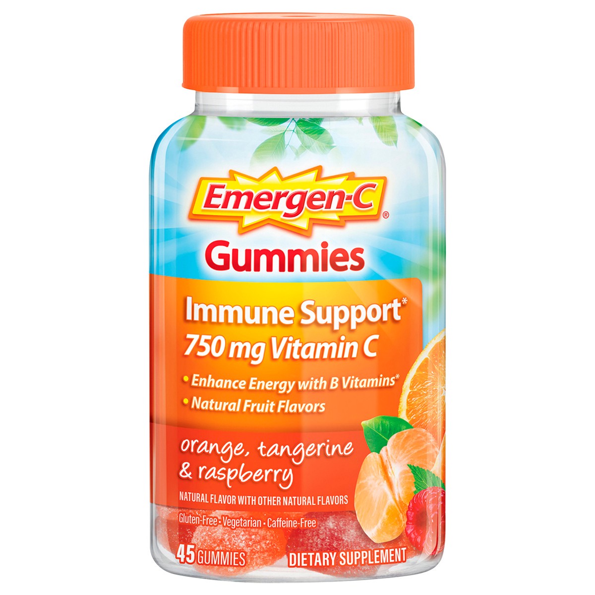 slide 8 of 8, Emergen-C Gummies 750 mg Orange, Tangerine & Raspberry Vitamin C 45 ea, 45 ct