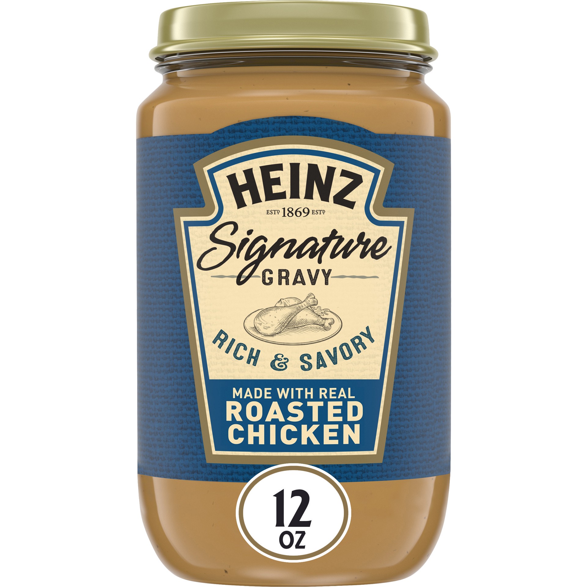 slide 1 of 5, Heinz Signature Rich & Savory Gravy with Real Roasted Chicken, 12 oz Jar, 12 oz