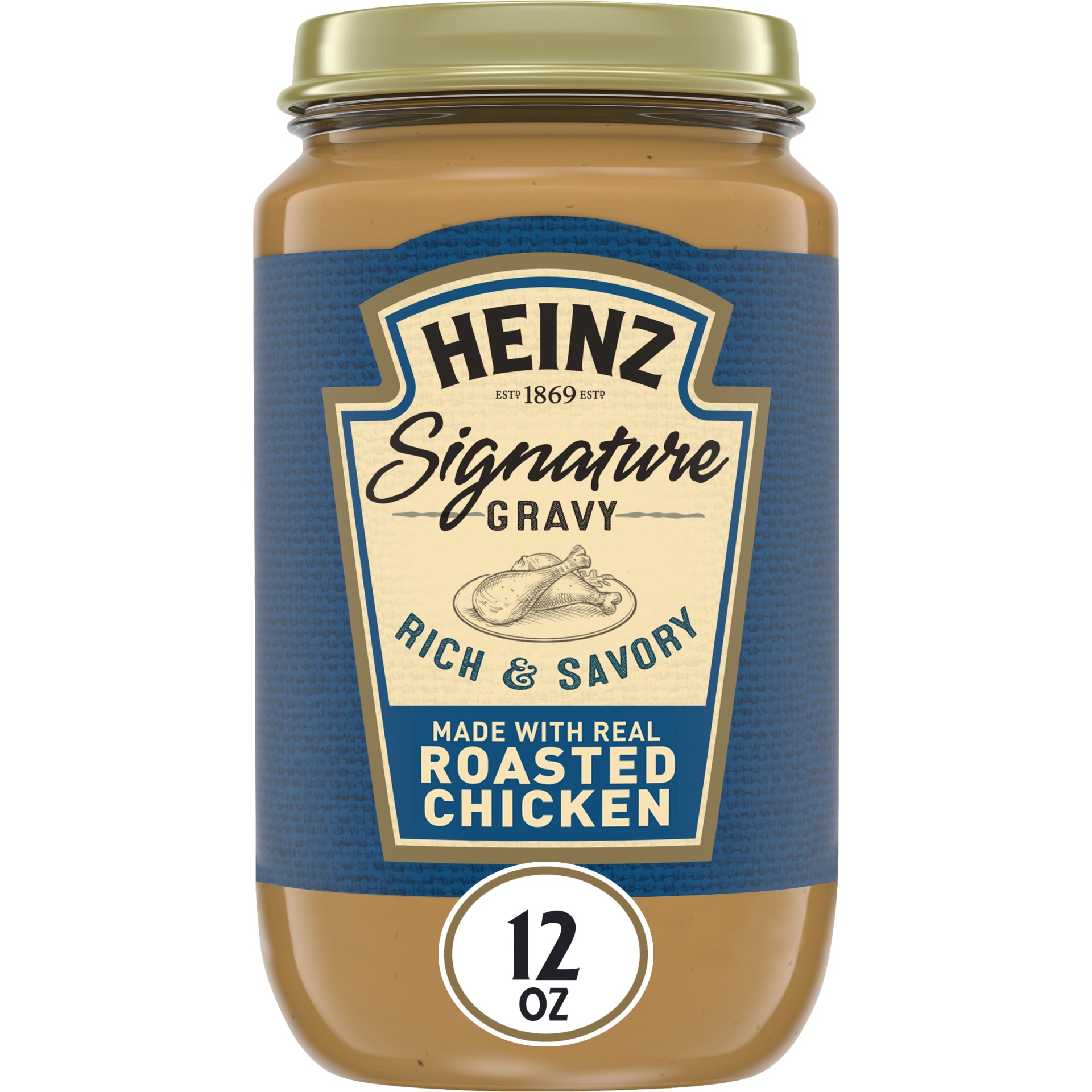 slide 1 of 1, Heinz Signature Rich & Savory Gravy with Real Roasted Chicken Jar, 12 oz