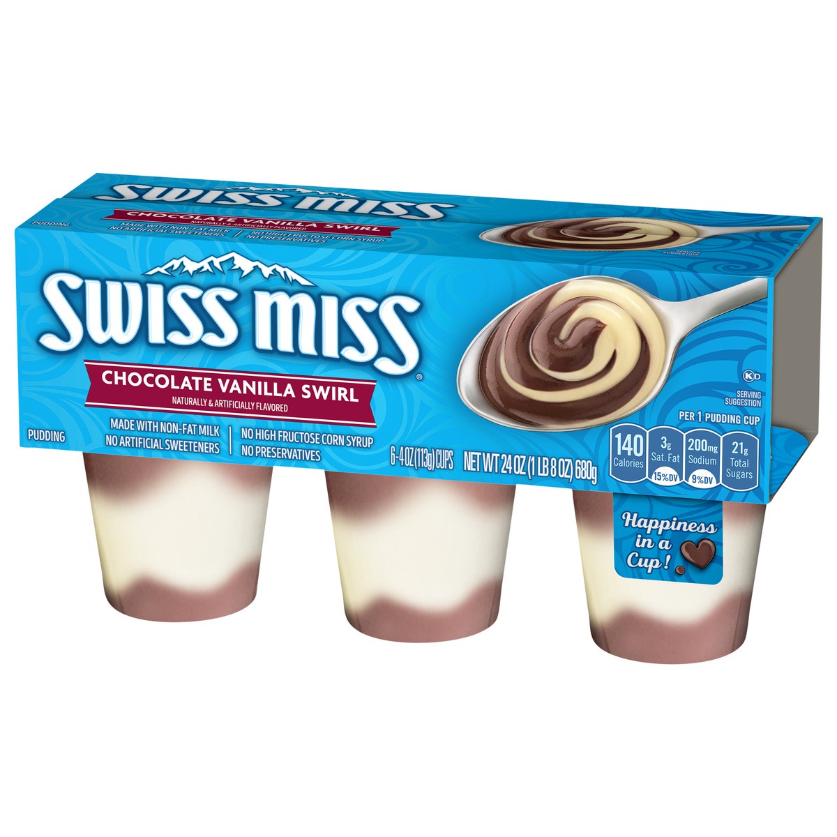 slide 10 of 11, Swiss Miss Chocolate Vanilla Swirl Pudding 6 - 4 oz Cups, 6 ct