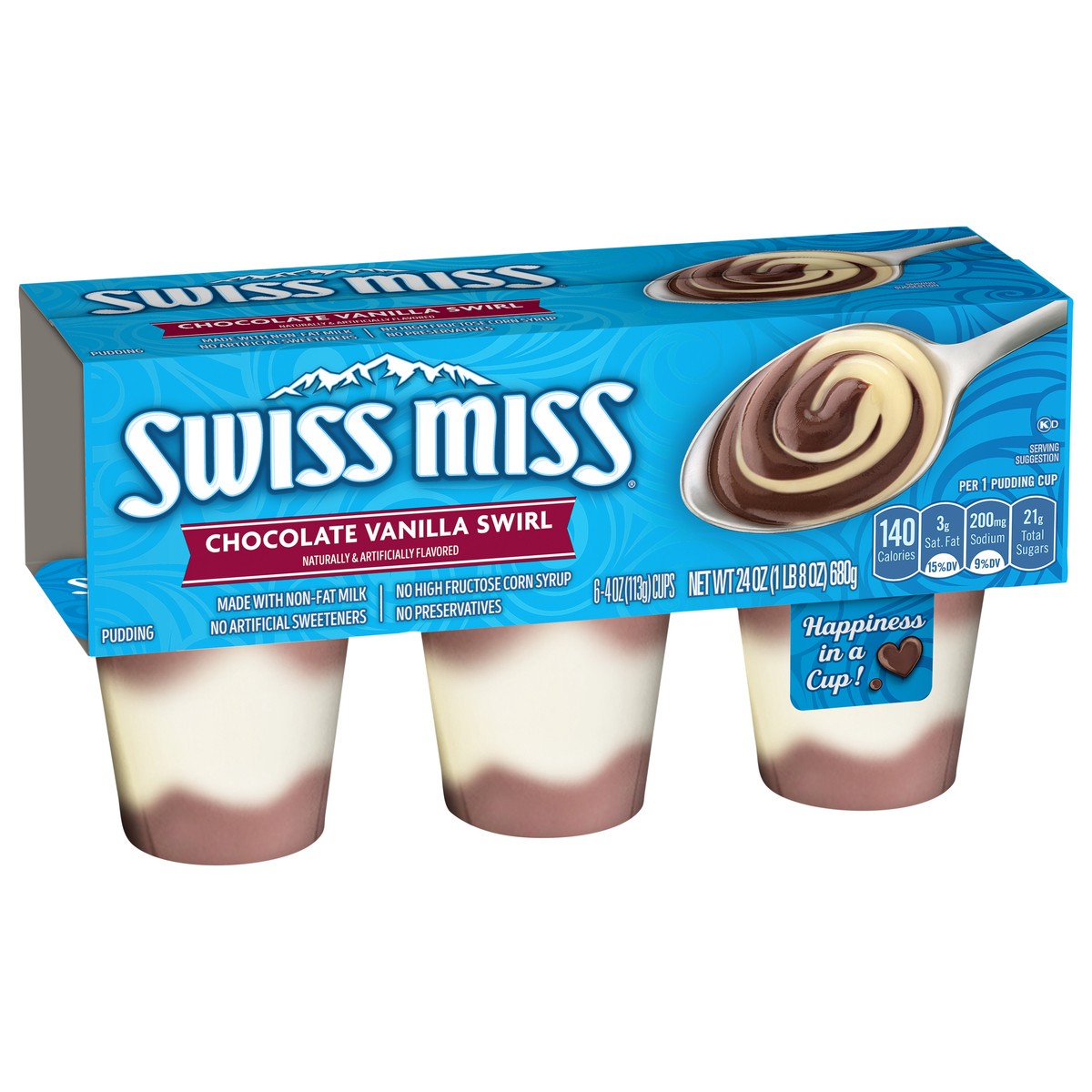 slide 7 of 11, Swiss Miss Chocolate Vanilla Swirl Pudding 6 - 4 oz Cups, 6 ct