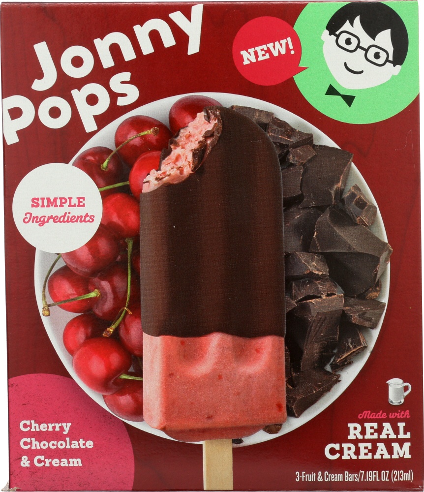 slide 1 of 1, Jonny Pops Cherry Chocolate & Cream Fruit Cream Bars, 3 ct