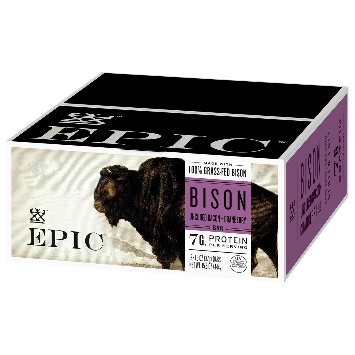 slide 8 of 13, EPIC Bison Bacon Cranberry Bars, Grass-Fed, 12 Count Box 1.3oz bars, 12 ct