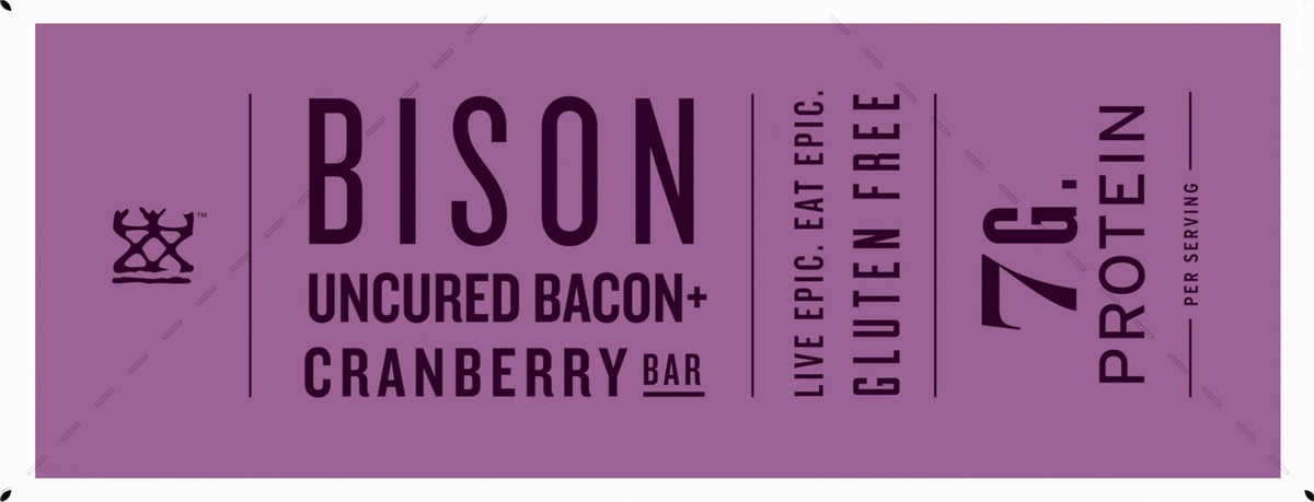 slide 3 of 13, EPIC Bison Bacon Cranberry Bars, Grass-Fed, 12 Count Box 1.3oz bars, 12 ct