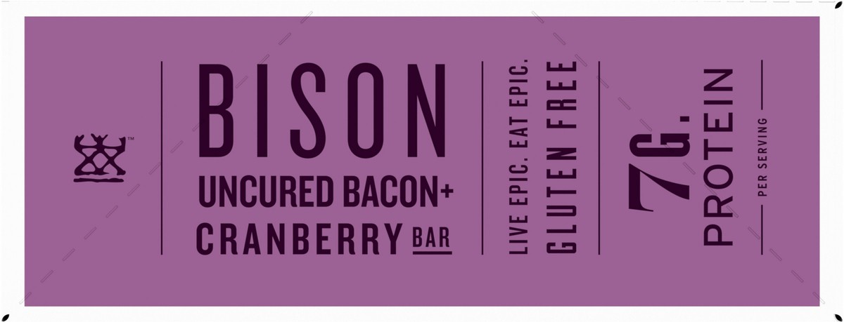 slide 11 of 13, EPIC Bison Bacon Cranberry Bars, Grass-Fed, 12 Count Box 1.3oz bars, 12 ct