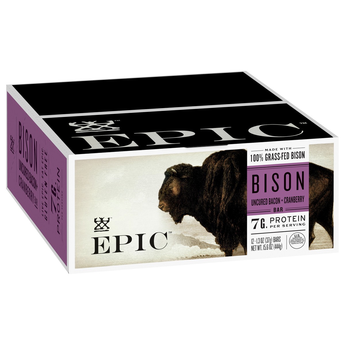 slide 5 of 13, EPIC Bison Bacon Cranberry Bars, Grass-Fed, 12 Count Box 1.3oz bars, 12 ct