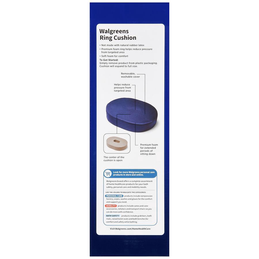 slide 5 of 5, Walgreens Foam Ring Cushion, Pillow For Tailbone, 1 ct