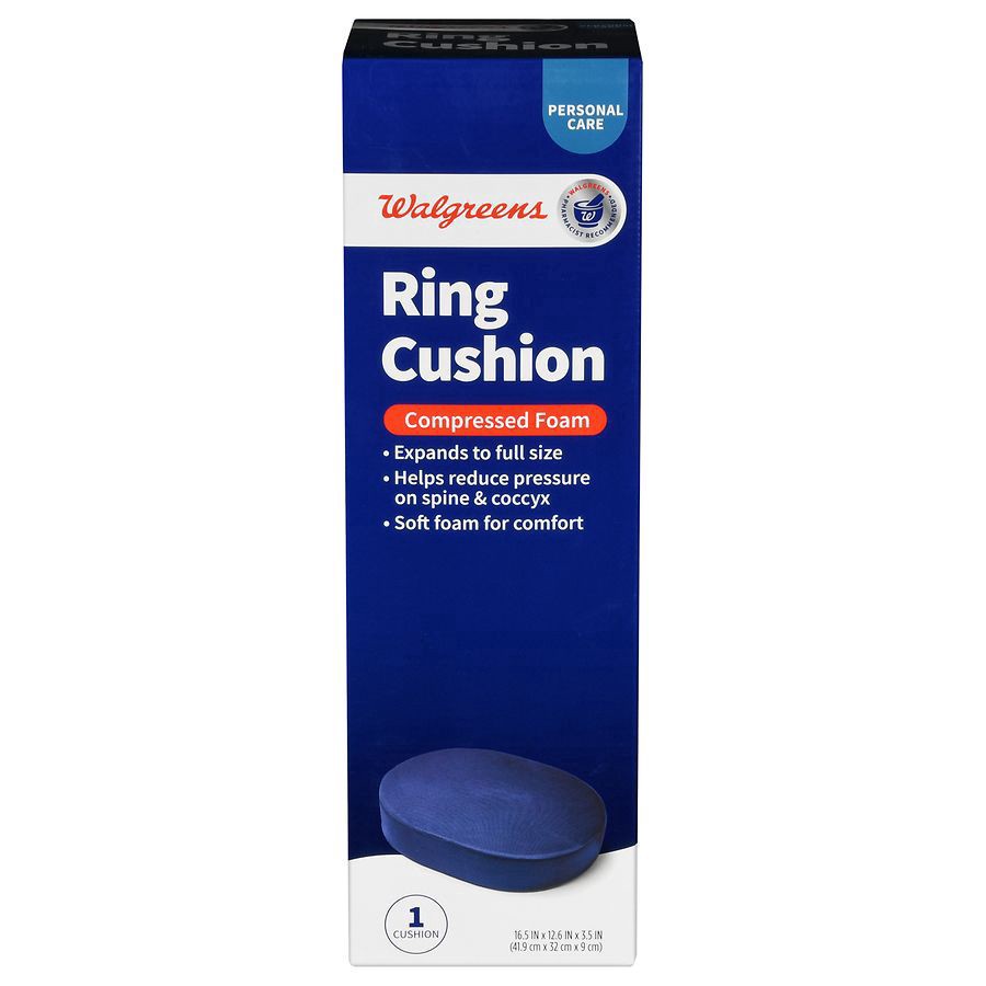 slide 1 of 5, Walgreens Foam Ring Cushion, Pillow For Tailbone, 1 ct