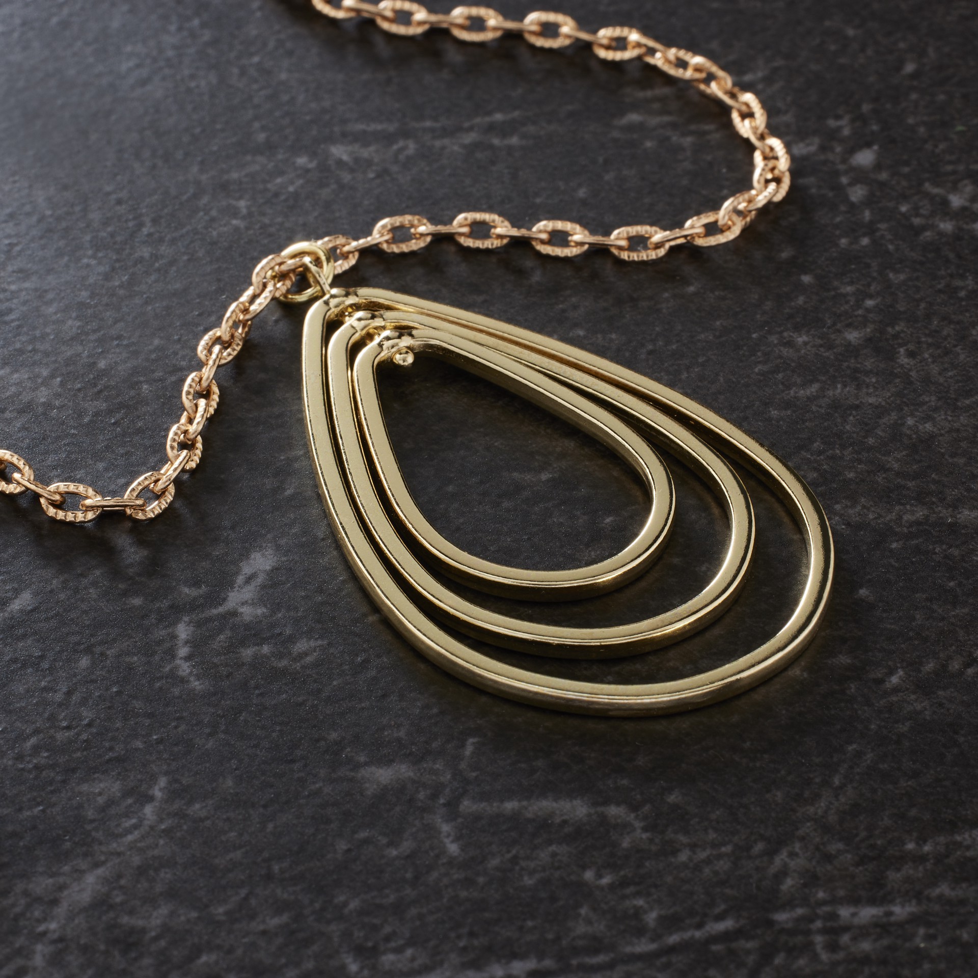 slide 2 of 3, Gold Concentric Teardrop Pendant By Bead Landing, 37 mm