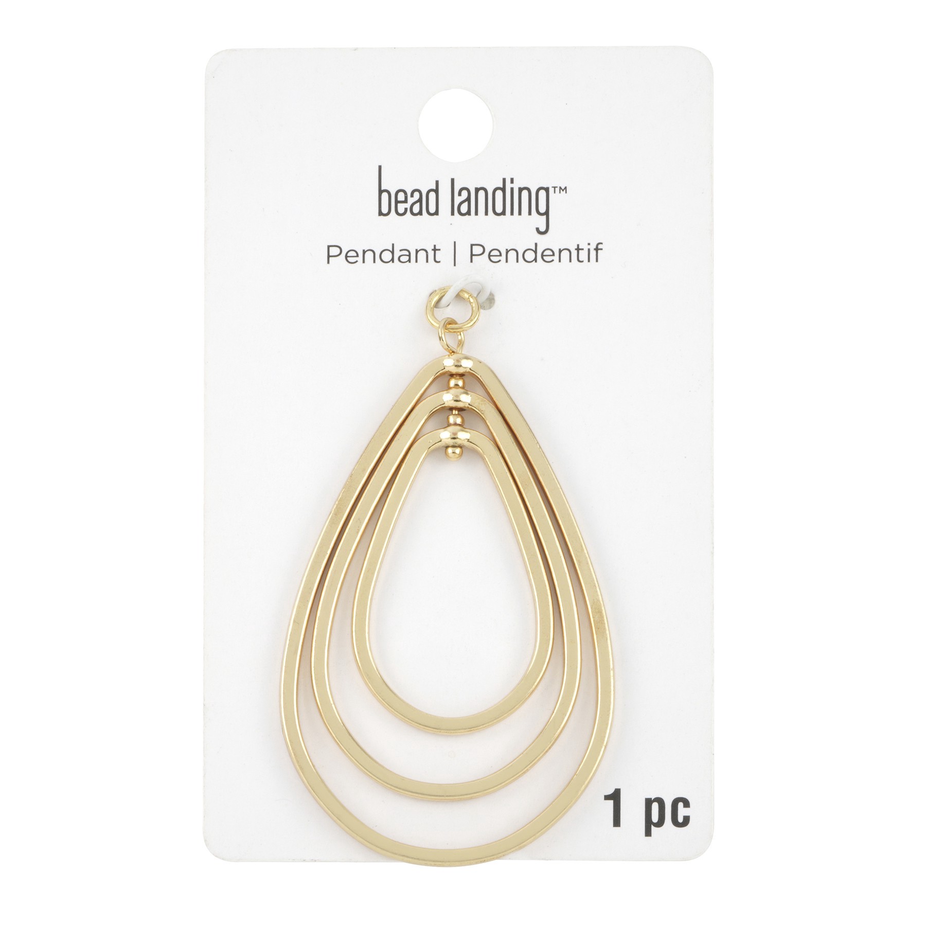 slide 3 of 3, Gold Concentric Teardrop Pendant By Bead Landing, 37 mm