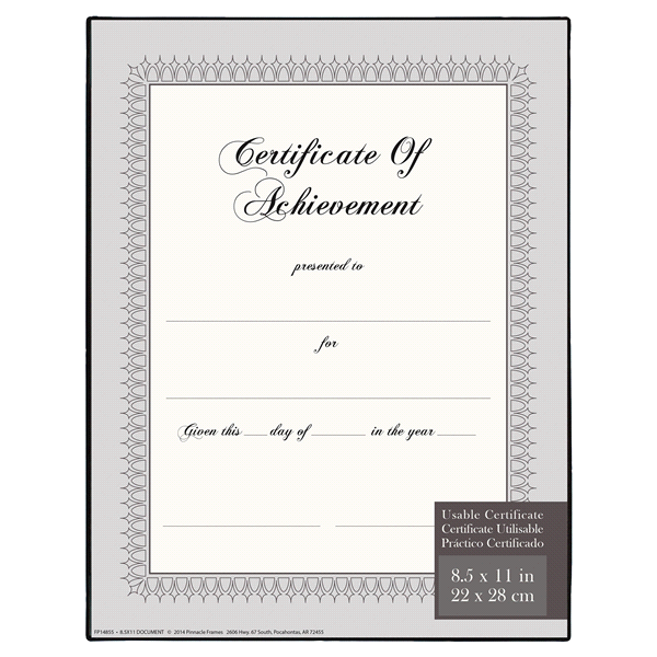 slide 1 of 1, Pinnacle Black Front Load Document Frame, 8.5 in x 11 in