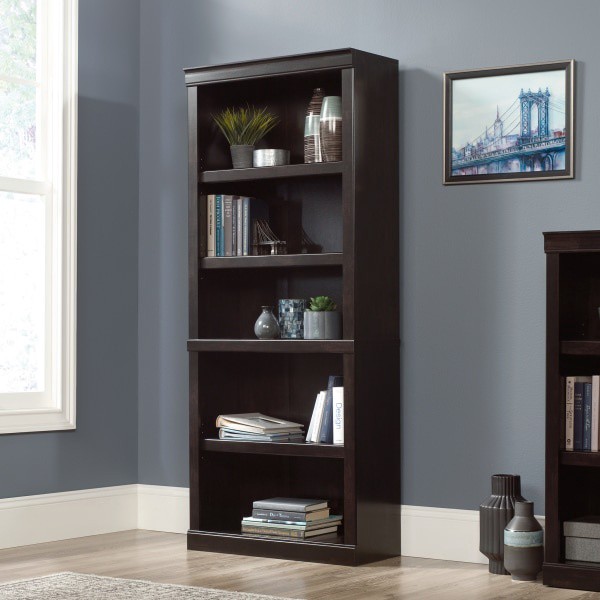 slide 5 of 10, Realspace 72"H 5-Shelf Bookcase, Peppered Black, 1 ct
