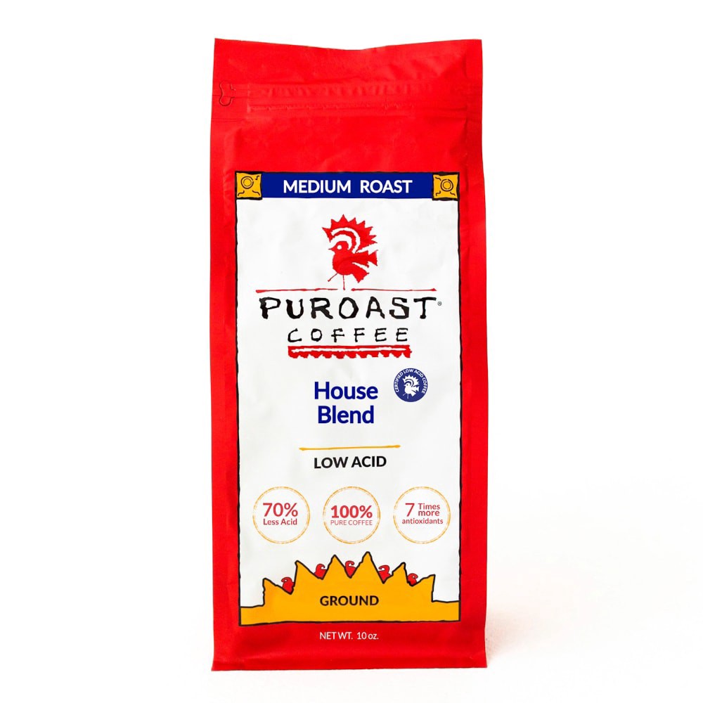 slide 1 of 1, Puroast® Low Acid House Blend Medium Roast Ground Coffee, 10 oz