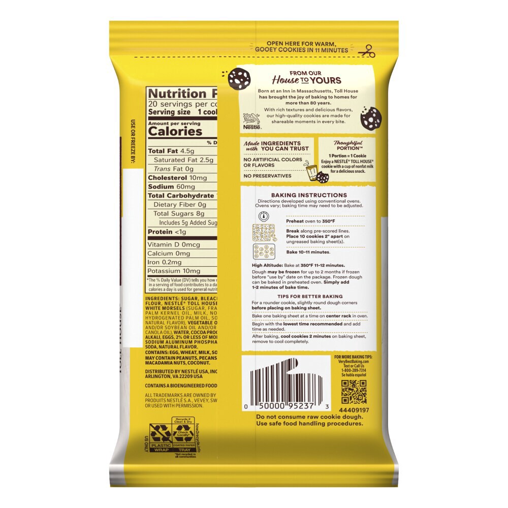 slide 2 of 2, Nestle Toll House Chocolate Cookie with White Chips Cookie Dough Pack, 14 oz