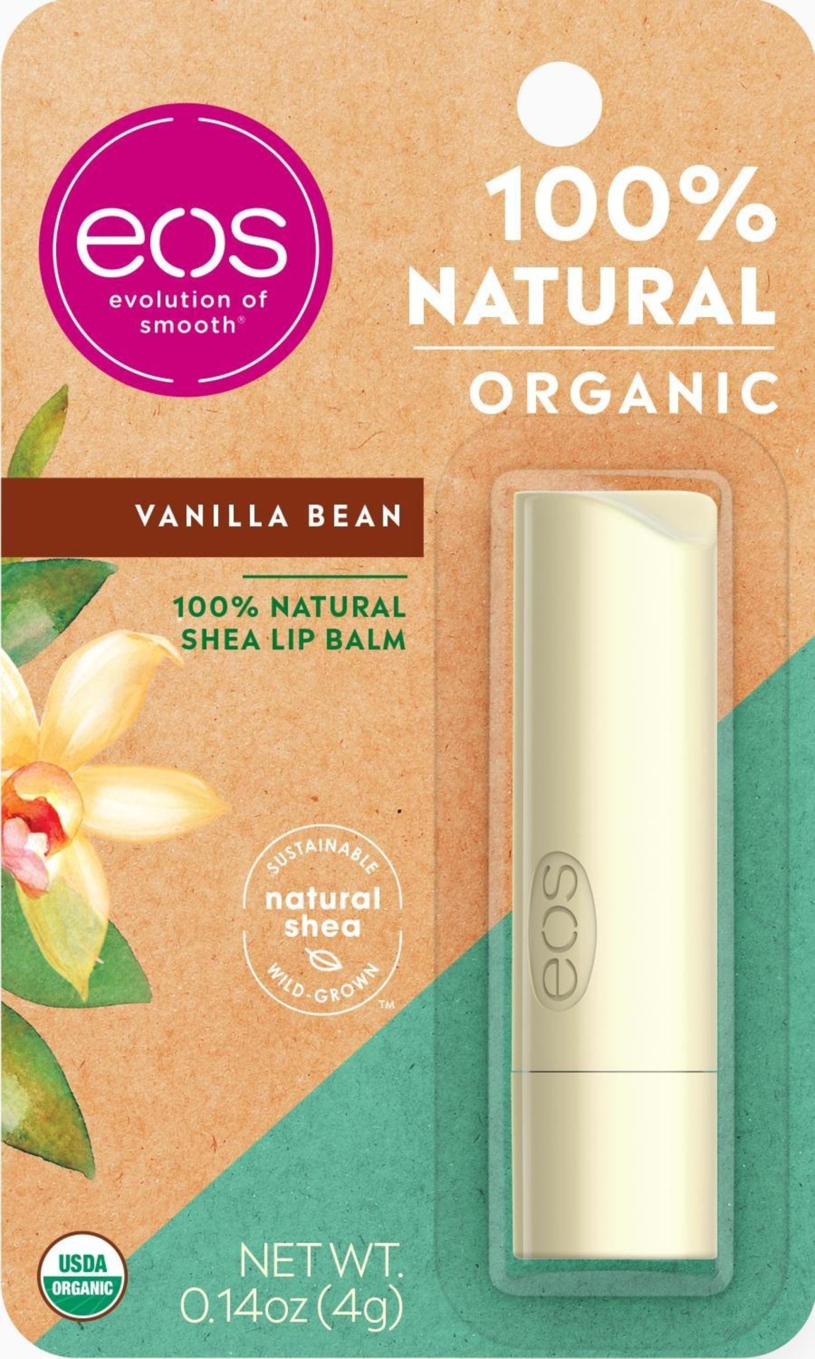 slide 1 of 1, eos Vanilla Bean Lip Balm, 0.14 oz