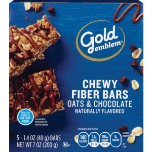 slide 1 of 1, CVS Gold Emblem Oats & Chocolate Chewy Fiber Bars, 5 ct; 1.4 oz; 40 gram