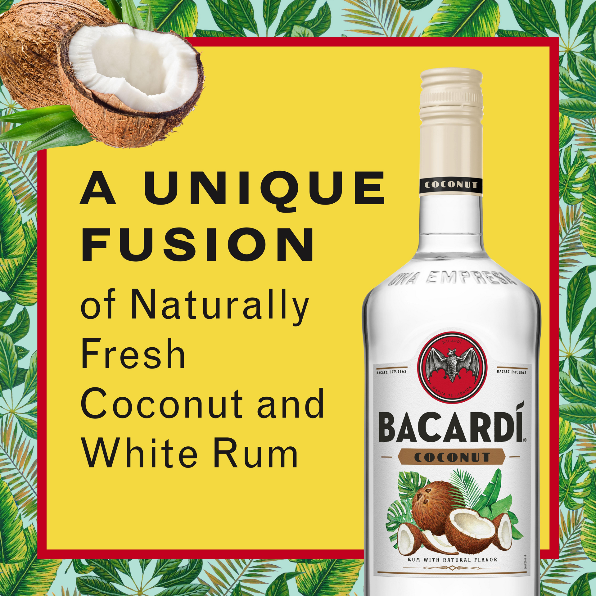 slide 5 of 5, Bacardí Bacardi Coconut Rum, Gluten Free 35% 100Cl/1L, 1 liter