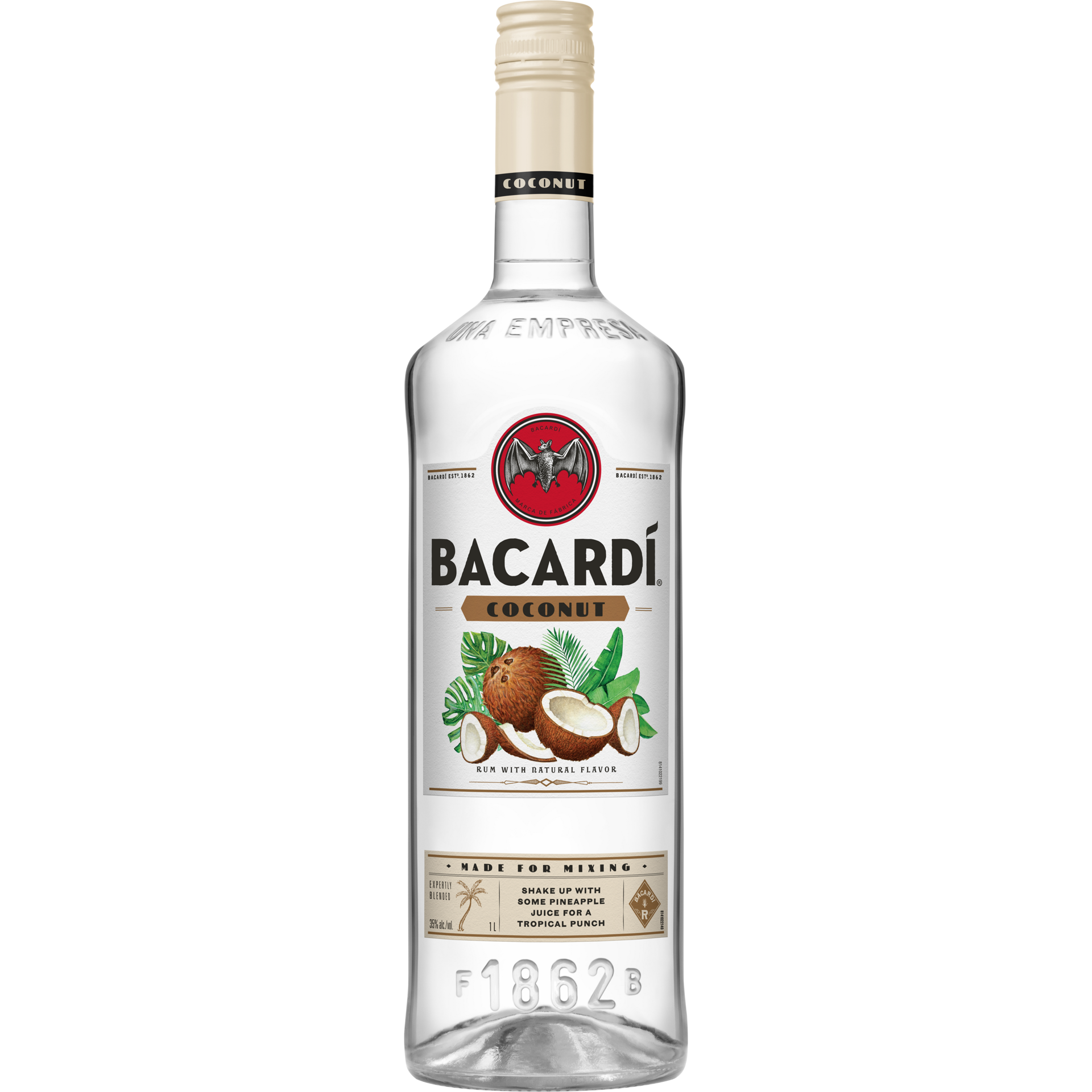 slide 4 of 5, Bacardí Bacardi Coconut Rum, Gluten Free 35% 100Cl/1L, 1 liter