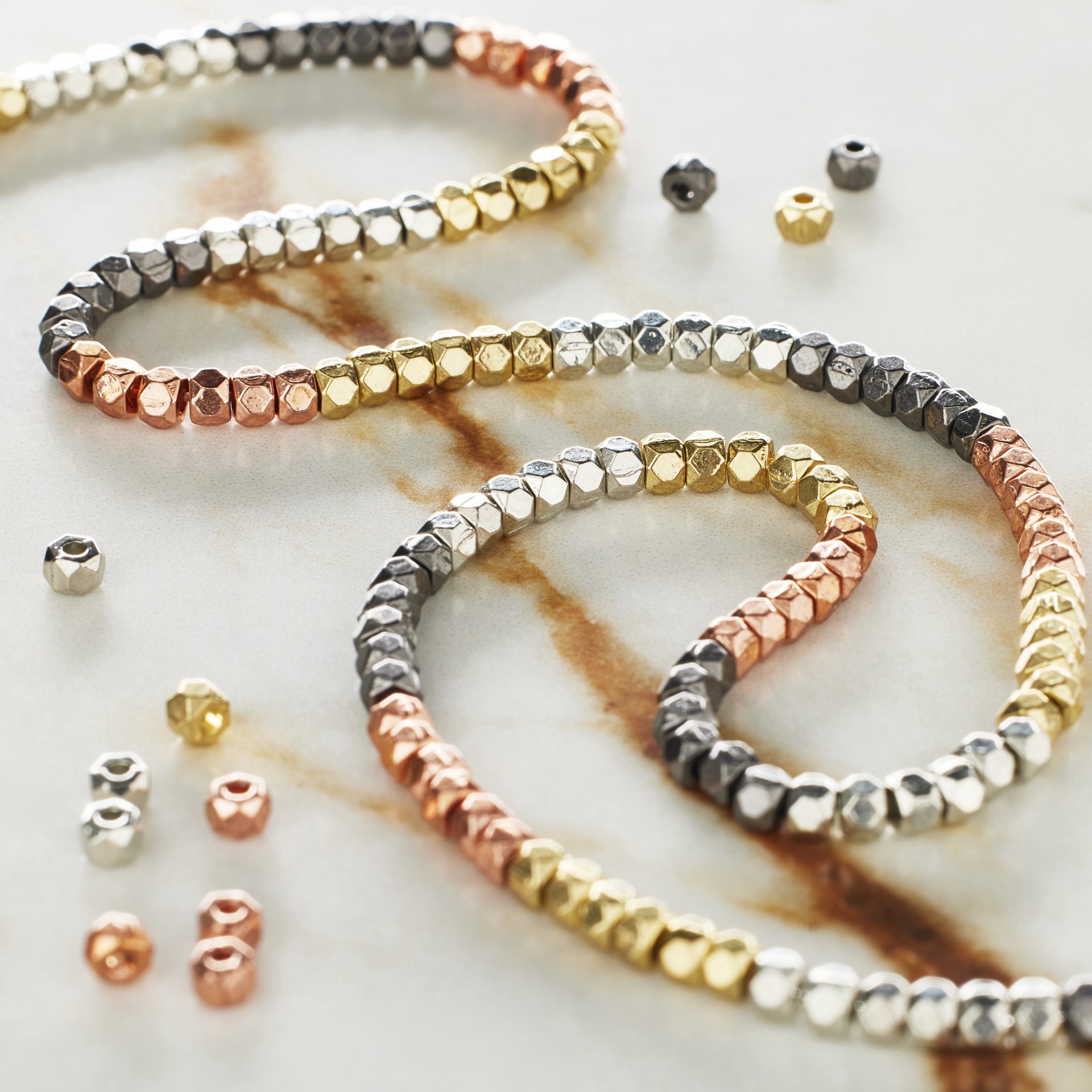 slide 3 of 3, Metal Faceted Rondel Beads By Bead Landing, 3mm, 3 mm