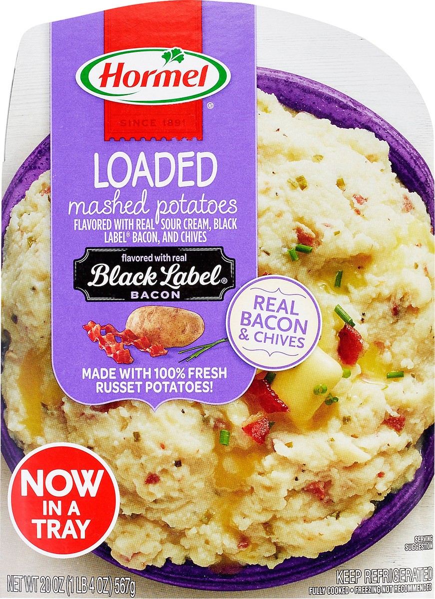 slide 1 of 9, Hormel Black Label Loaded Mashed Potatoes 20 oz. Tray, 20 oz