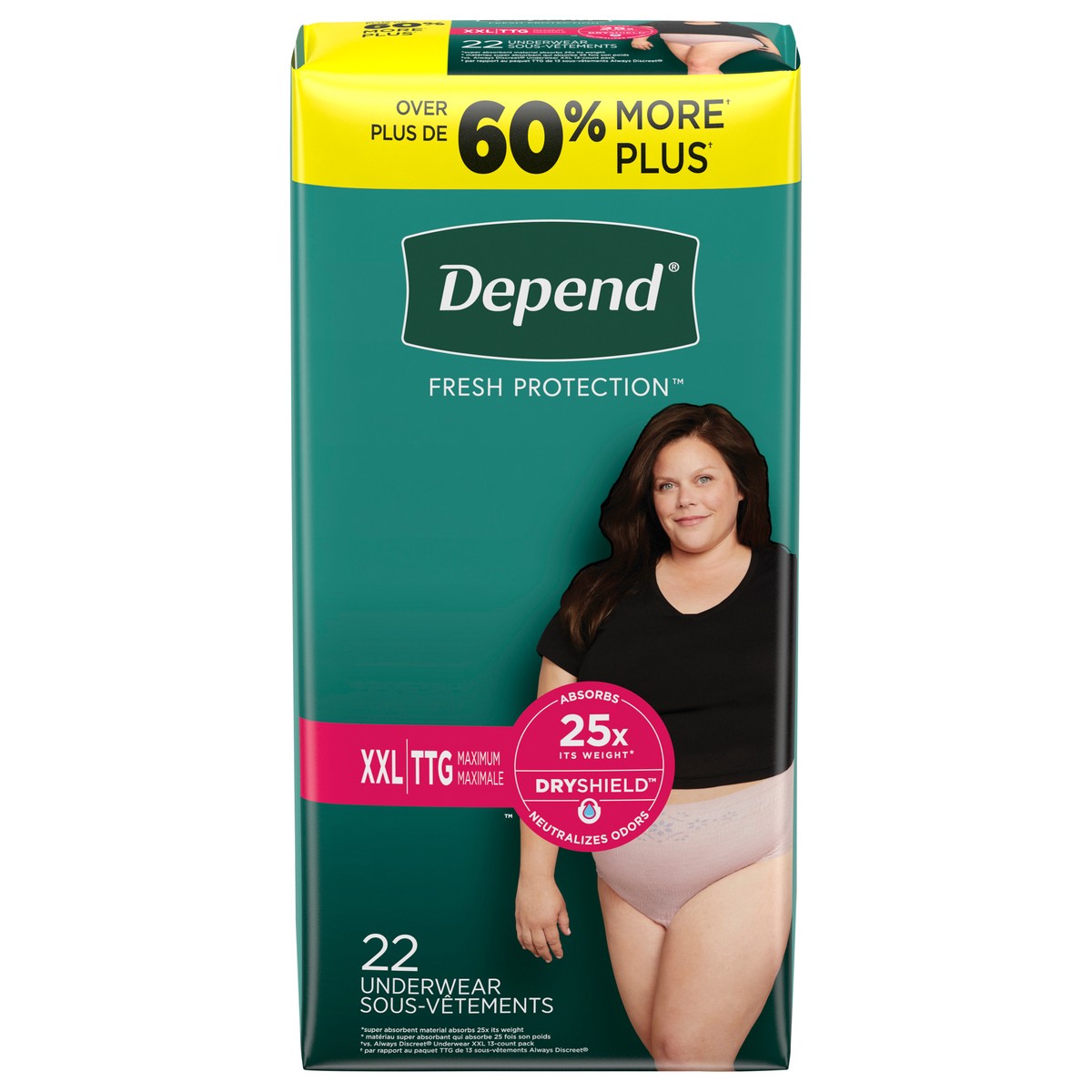 slide 1 of 8, Depend Fresh Protection Adult Incontinence Underwear for Women (Formerly Depend Fit-Flex), Disposable, Maximum, Extra-Extra-Large, Blush, 22 Count, 22 ct