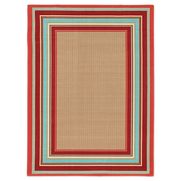 slide 1 of 5, Destination Summer Miami Border 6'7 X 9'6'' Woven Area Rug - Beige/multi'', 6 ft 7 x 9 ft 6 in