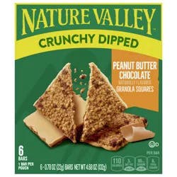 Nature Valley Crunchy Dipped Granola Squares, Peanut Butter Chocolate- 6 ct