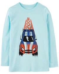 Carter's Carters Kid Race Car Zoom Graphic Tee Blue 5