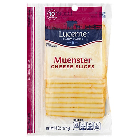 slide 1 of 1, Lucerne Dairy Farms Lucerne Cheese Slices Muenster, 8 oz