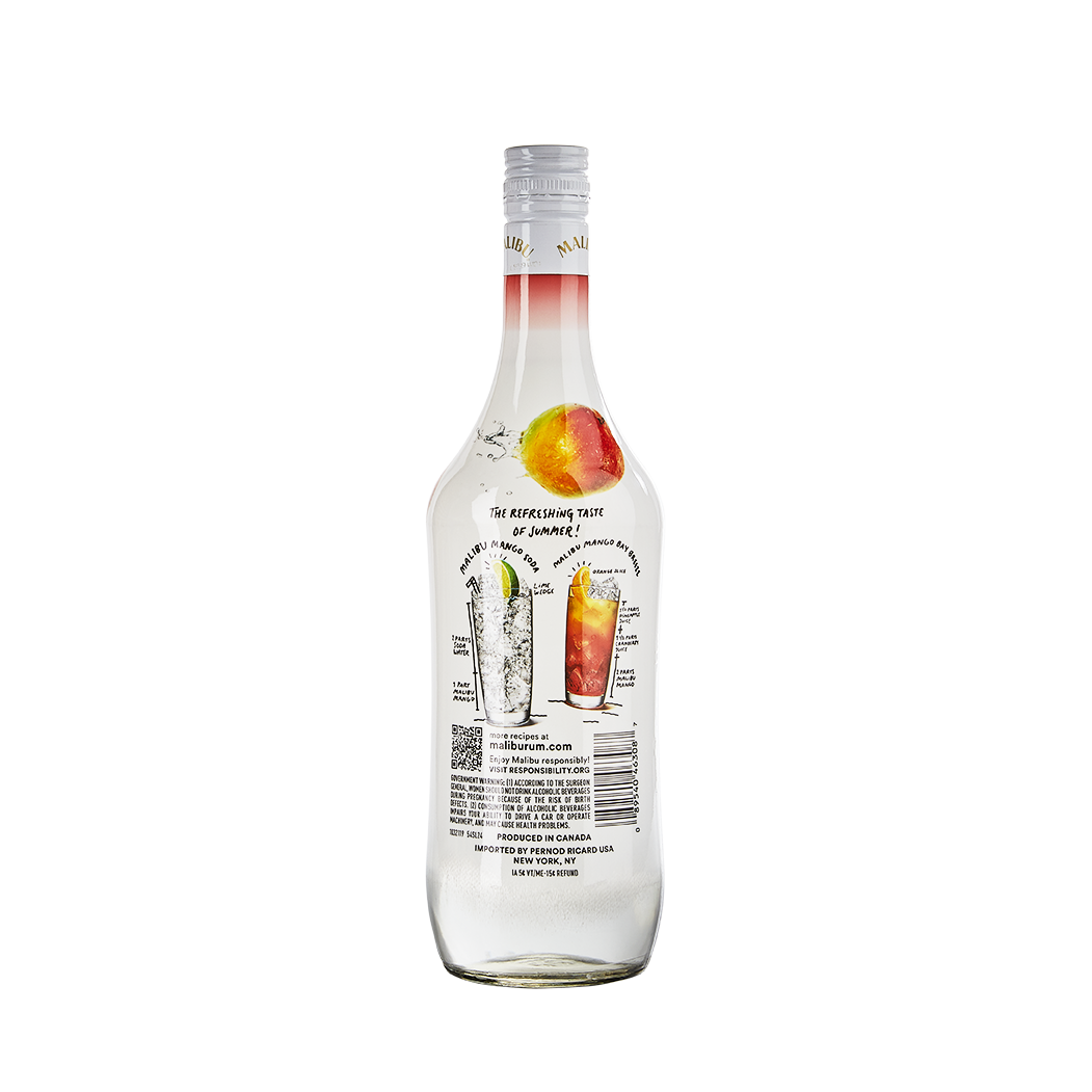 slide 4 of 7, Malibu Flavored Caribbean Rum with Mango Liqueur 750mL Bottle, 750 ml