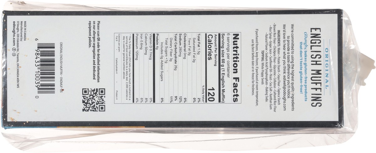 slide 2 of 14, O'Doughs Vegan Gluten Free Original English Muffins 6 Each, 6 ct