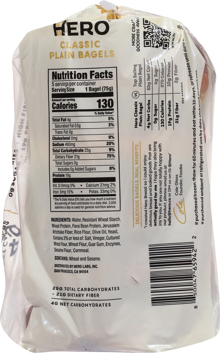 slide 13 of 14, Hero Classic Plain Bagels 5 Each, 5 ct