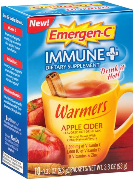 slide 1 of 1, Emergen-C Immune+ Warmers Dietary Supplement in Apple Cider Flavor, 10 ct; 0.33 oz