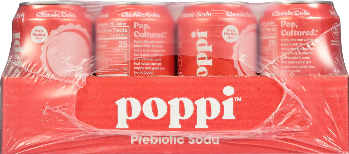 slide 8 of 9, Poppi Prebiotic Soda, Classic Cola, 12Pk, 12 fl oz