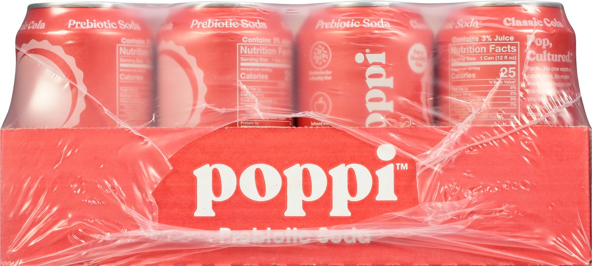 slide 4 of 9, Poppi Prebiotic Soda, Classic Cola, 12Pk, 12 fl oz