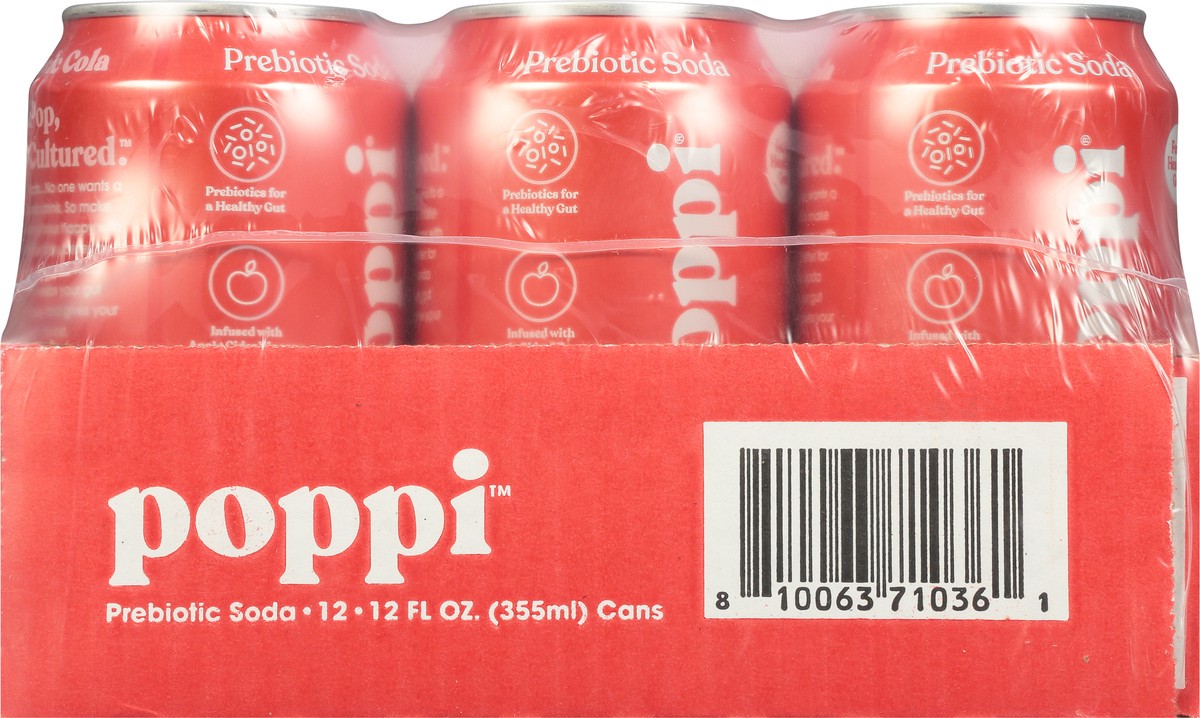 slide 3 of 9, Poppi Prebiotic Soda, Classic Cola, 12Pk, 12 fl oz