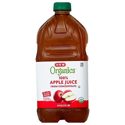 slide 1 of 1, H-E-B 100% Organics Apple Juice, 64 oz