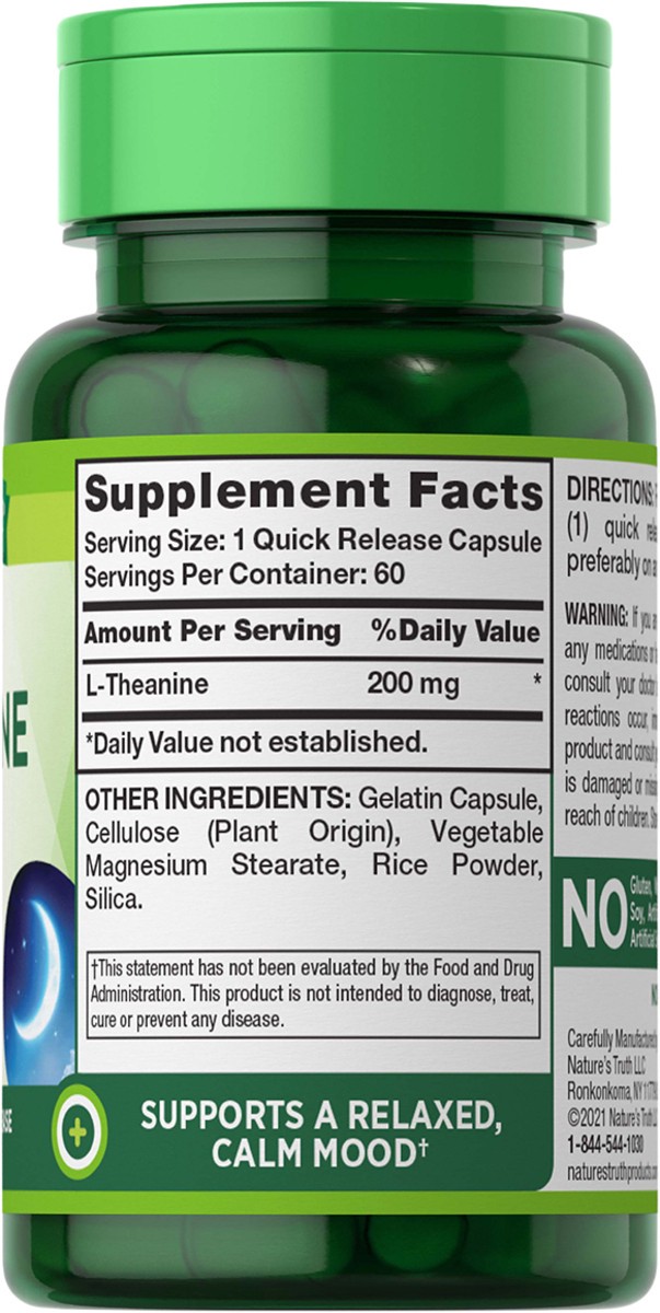 slide 2 of 5, Nature's Truth L-Theanine 200 mg, 60 ct